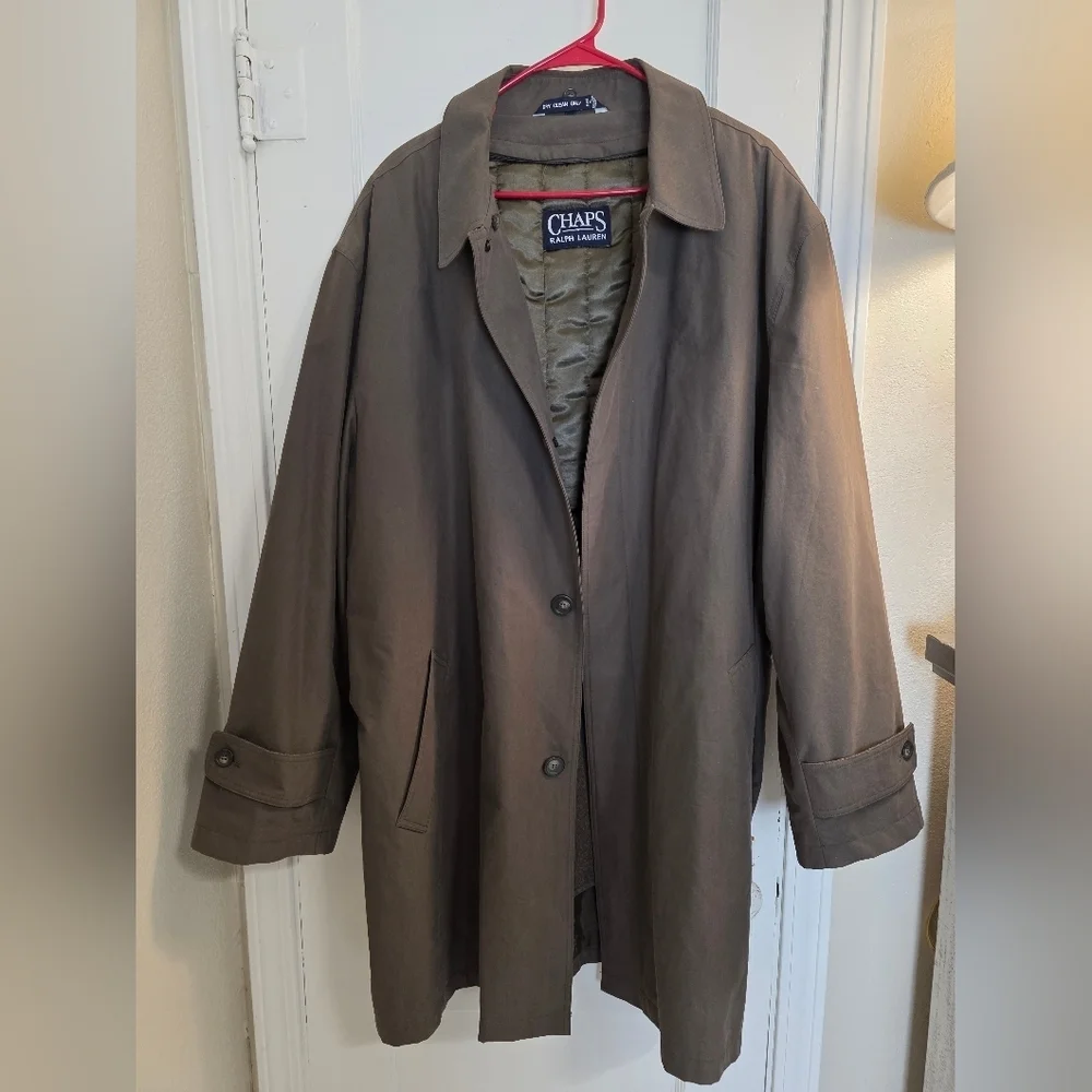 Chaps Ralph Lauren Men's Olive Green Trench Coat